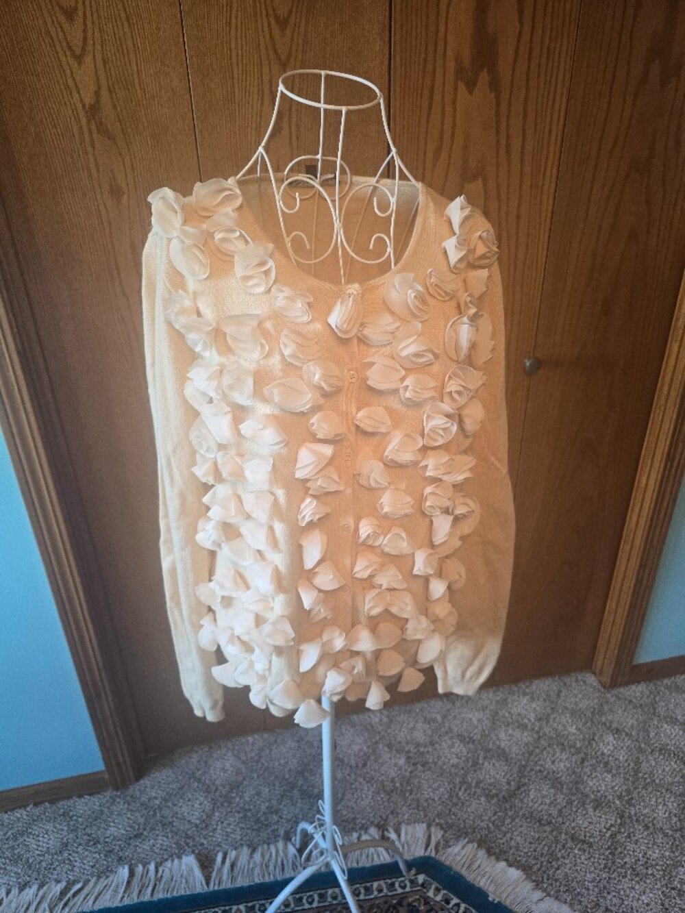 Adrienne Vittadini Embellished Floral Sweater XL – Cashmere Wool Blend